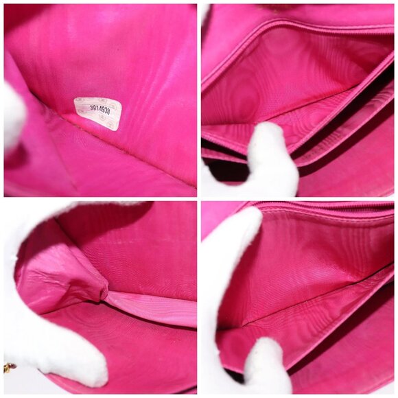 CHANEL Chain Wallet Grained Calf Skin Pink Gold CC Auth bs28262 - Picture 13 of 14